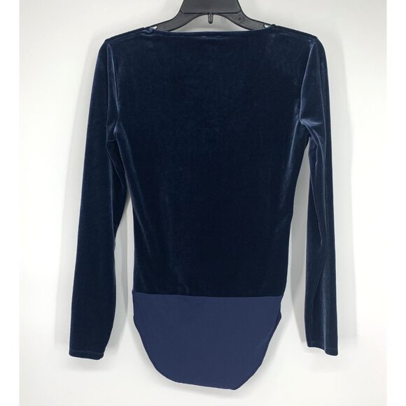 J.Crew/Jeans Bodysuit Blue Velvet Scoopneck Long Sleeve - Picture 7 of 10